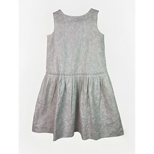 Tea Girls 6 Pale Gray Floral Embroidered Cotton Linen Blend Tank Dress